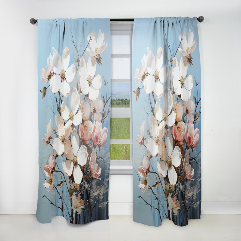 Gurges White Dogwood Impression II - Rideau Dogwood - Velours obscurcissant - 1 panneau, L 52 po x L 84 po