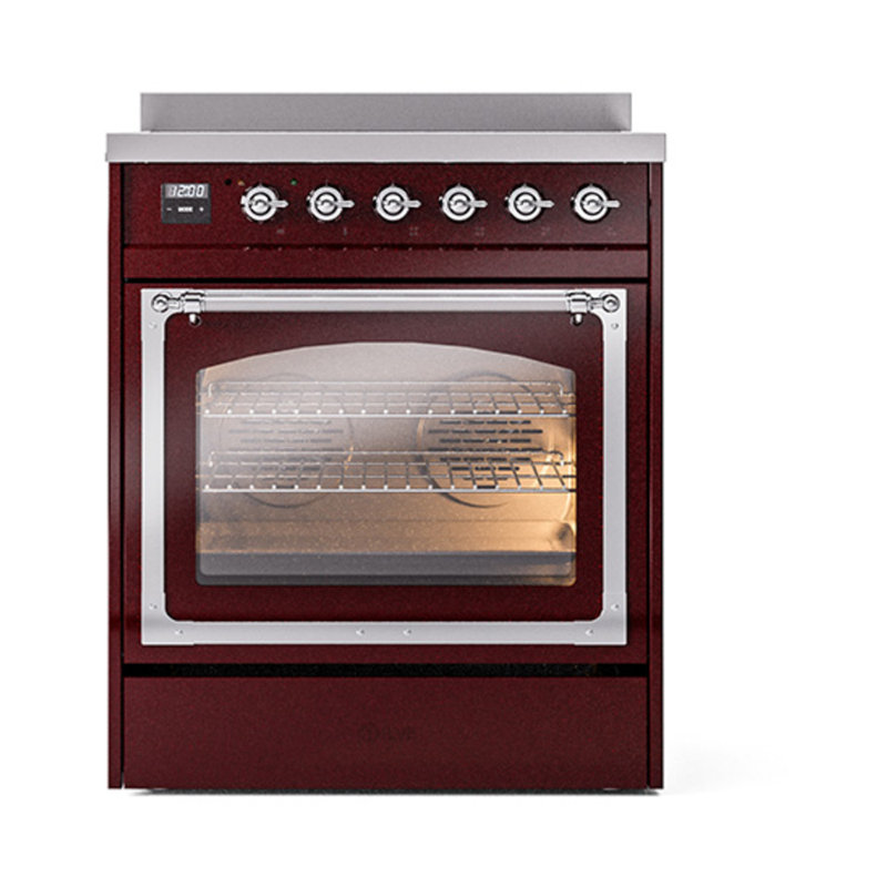 ILVE Nostalgie II Noblesse 30 in Induction Range, Burgundy/Chrome