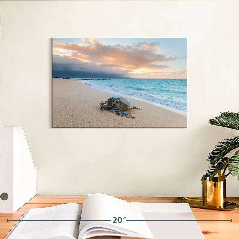 Tortue au coucher du soleil, H 8 po x l 12 po