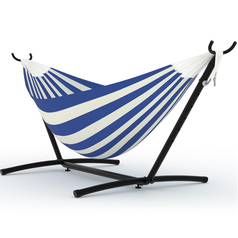 Space-Saving Double Hammock with Heavy-Duty Steel Stand – Comfortable & Durable 2 Person Patio Hammock – 450 lbs Capacity – Indoor/Outdoor Use – Includes Carry Bag