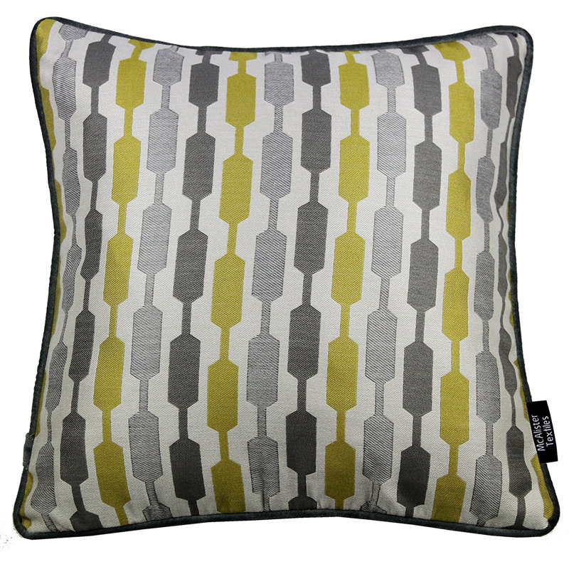 Lizeth Geometric Square Cushion, 43 x 43cm, Orche/Grey