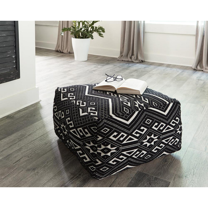 Stylish Square Accent Stool With Tribal Patterned Fabric, Versatile And Comfortable For Any Space.