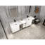 Meuble-lavabo mural moderne 72 po et lavabo, finition blanc brillant et verre gris