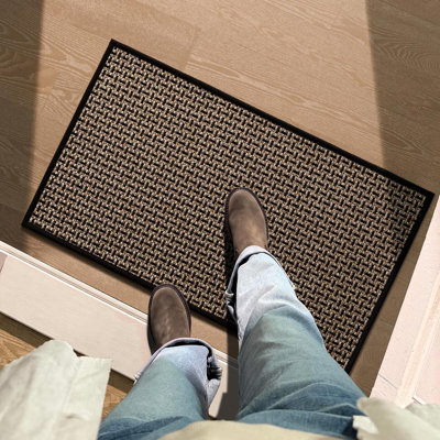 Indoor Door Mat 36"x60", Washable Absorbent Rubber Backing, Non Slip Doormat Entrance Mat Gingham-Gray