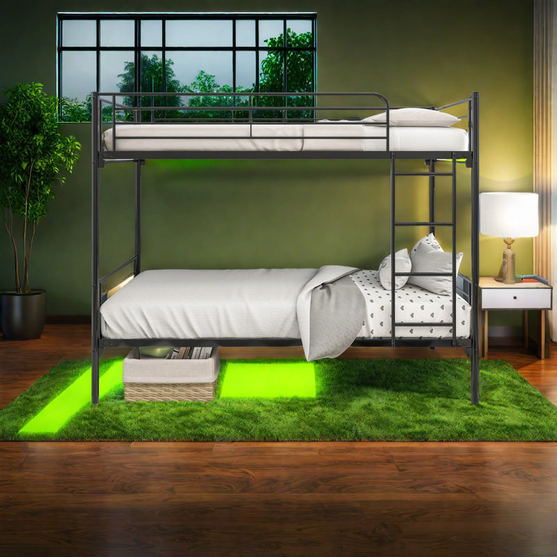 Lits superposés en métal durables avec rangement, conception moderne peu encombrante