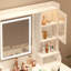 Grande coiffeuse avec miroir, 6 tiroirs et tablettes, bureau de commode