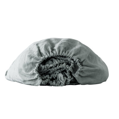 Drap-housse en lin bleu
