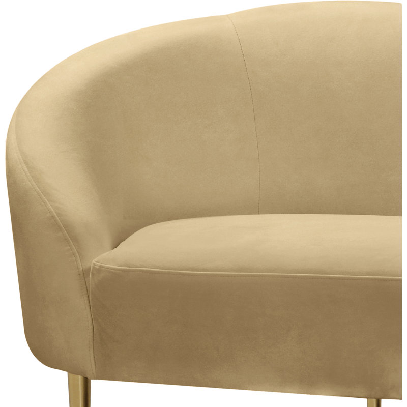 Causeuse courbée en velours 67 po Shurtz, Velours brun clair