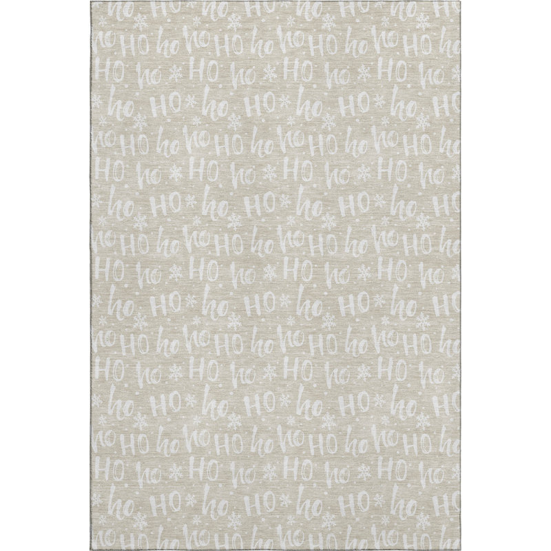 Premium Machine Washable Dockside AMF1814 HoHoHo Snowy Christmas Rug, Rectangle 8' x 10'