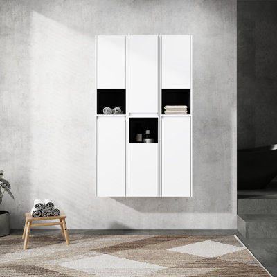 Modern Bathroom 12", Wall Mounted, 6 Soft-Close Doors, White, Ample Space For Making A Alluring Area Mounted , Storage Creating Neat