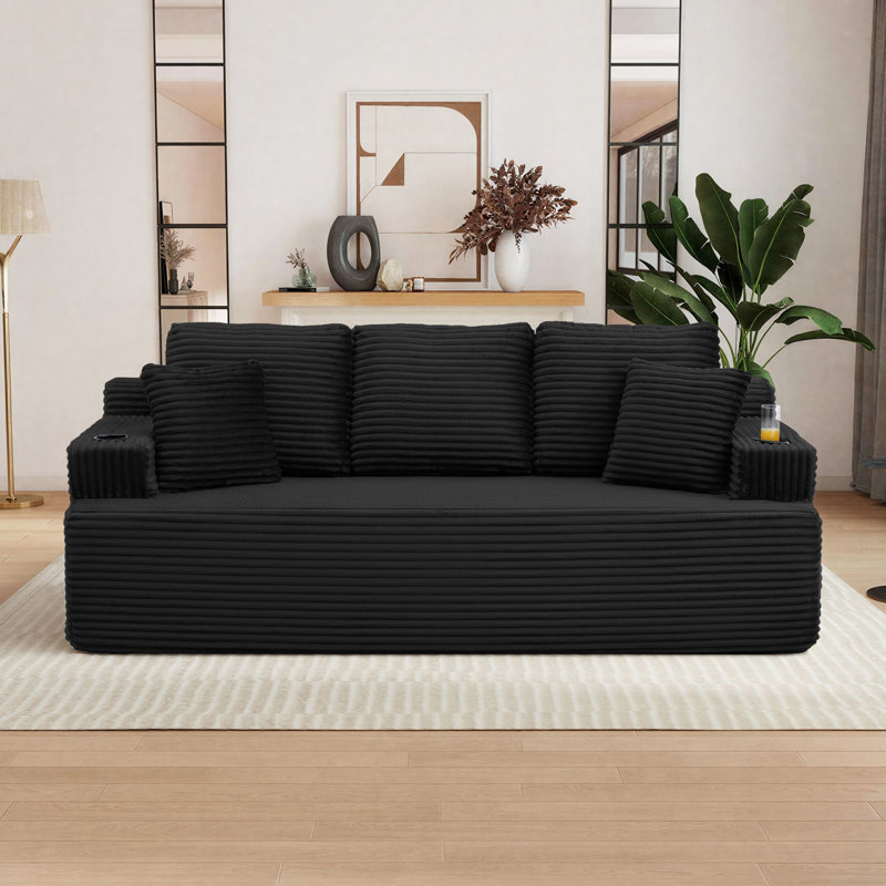 Canapé Boneless, Noir, H 35,8 po x l 86,2 po x P 36,6 po 