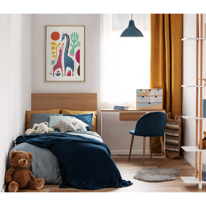 Girafe Love par Rachel Lee 3 Birdies Studio, reproduction d'art sur toile encadrée, H 23 po x l 33 po, Naturel