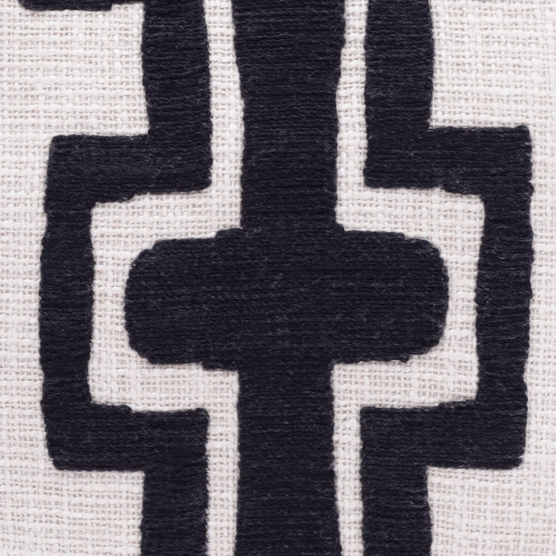 20" x 20" Onyx and Ivory Embroidered Cotton Wool Blend Throw Pillow