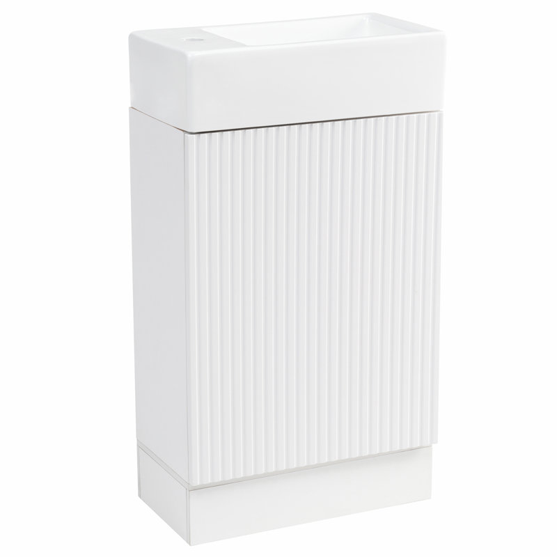 Armoire de salle de bain avec tablette à deux niveaux, Blanc