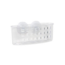 Large Cubic Patterned Plastic Corner Shower Caddy with Suction