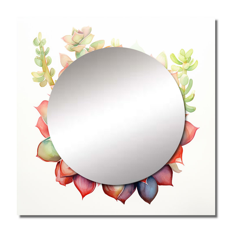 Paska - Succulent miroir mural pour salle de bain, 23 po x 23 po