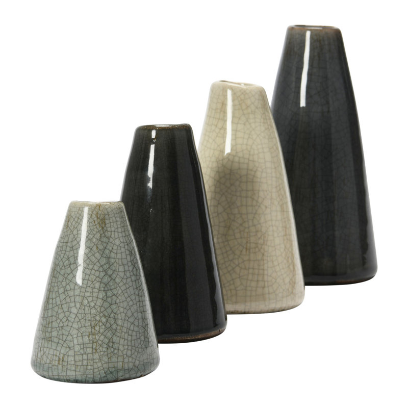 Vase de table en terre cuite Orlando, Gris/Blanc/Crème