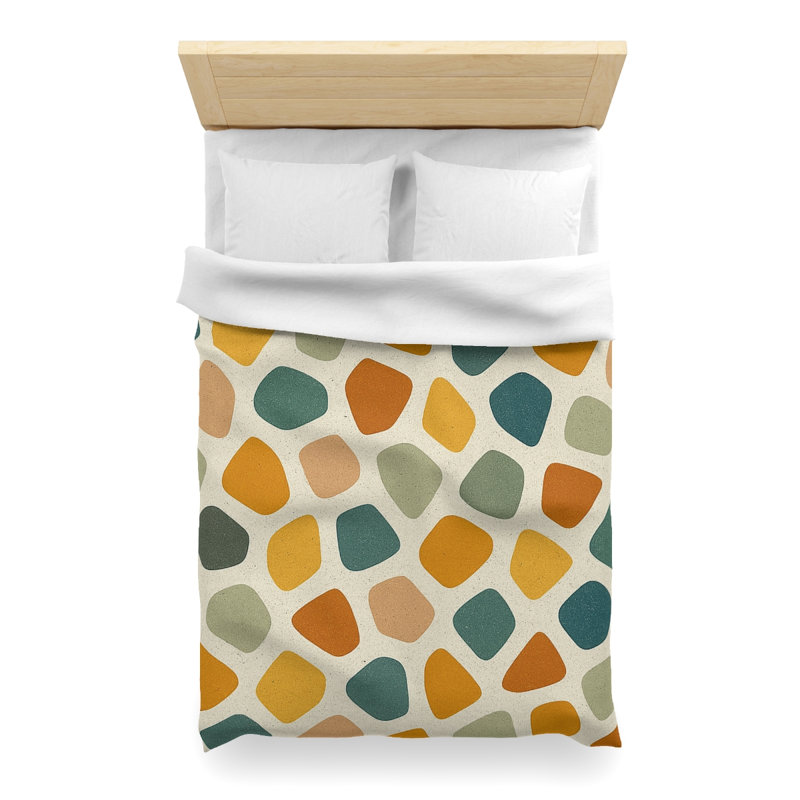 Microfiber Duvet Cover Boho Style, Design 44, Twin XL Duvet Cover, White
