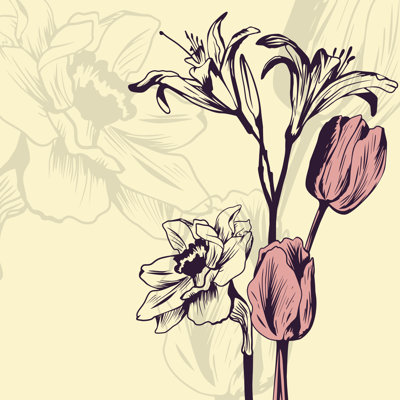 Orwigsburg Vintage Floral Card - Wrapped Canvas Print