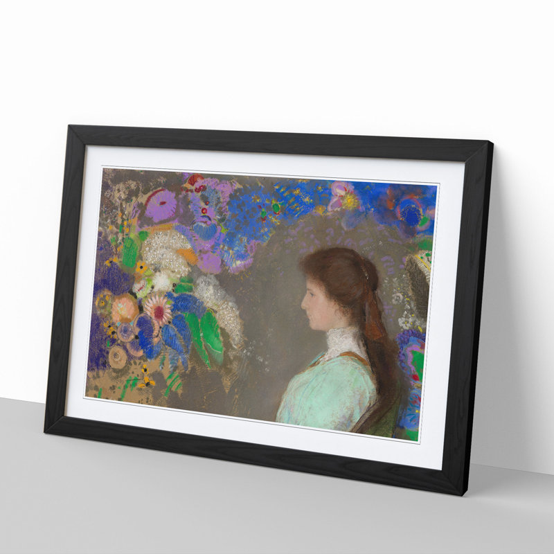 Violette Heymann by Odilon Redon - Picture Frame Painting, 27cm H x 36cm W x 2cm D, Black