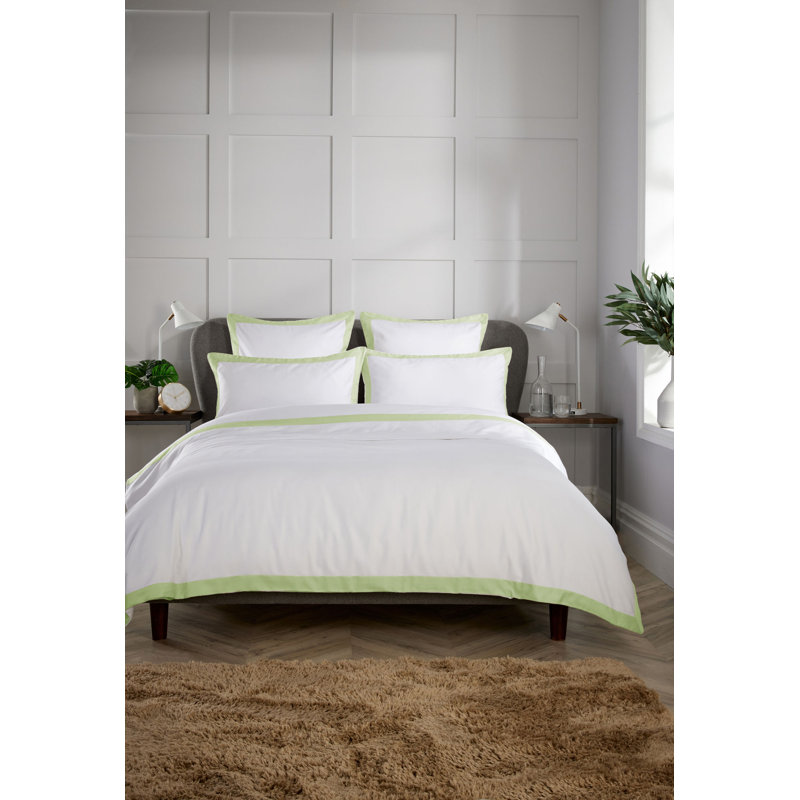Behrens 400TC Banded Collection Cotton Duvet Cover Set with Pillowcases, Kingsize Duvet Cover + 2 Standard Pillowcases