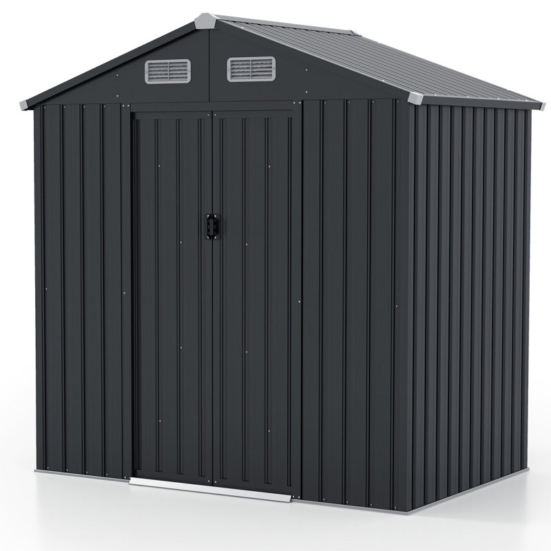 6 X 4 FT Galvanized Metal Garden Storage Shed All-Weather Utility Tool House
