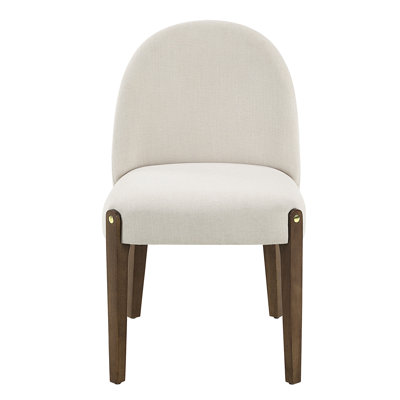 Tissu blanc et chaises d'appoint en chêne (de 2) - Capacité de poids de 220 lb Capacité de 20 po Largeur du siège 18 po Profondeur Hauteur Dossier 25 po Fabrication de colis 2 29 sièges de qualité