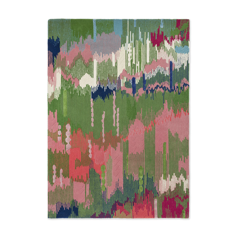 Wilderness Hand Tufted Wool/Viscose Abstract Area Rug in Peridot/Emerald, Rectangle 5'7" x 7'10"
