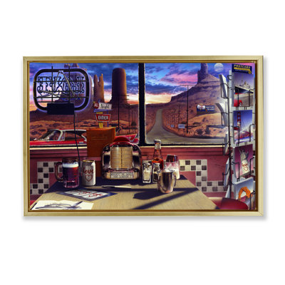 «Love Diner with Canyon View», toile murale encadrée flottante grise, design par Jadei