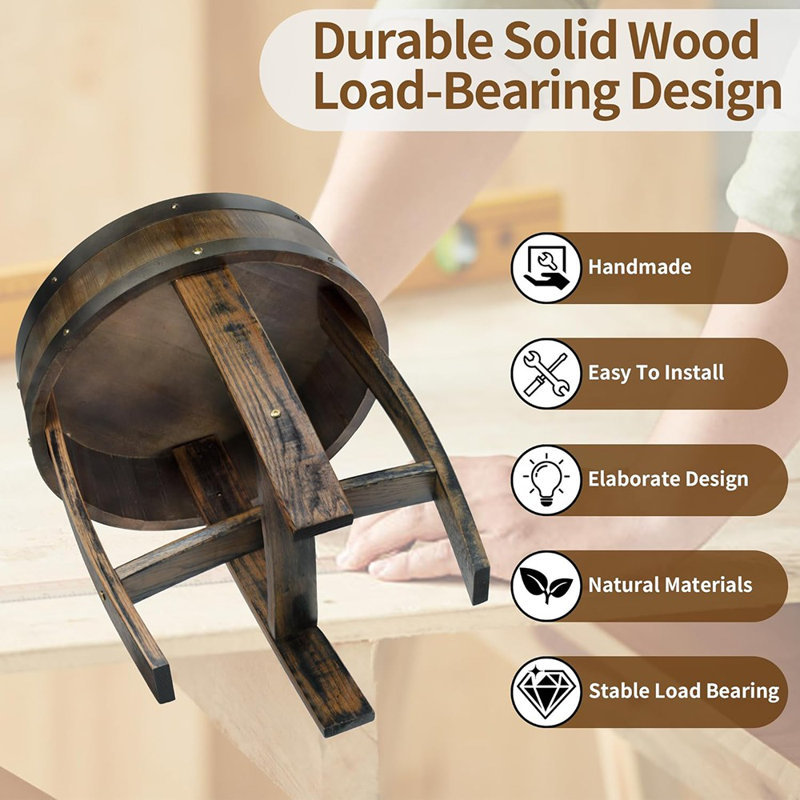 Table de bout en bois massif, table basse ronde Whiskey Barrel, table d'appoint Couch pour petits espaces, salon, chambre à coucher, mobilier de décor de ferme