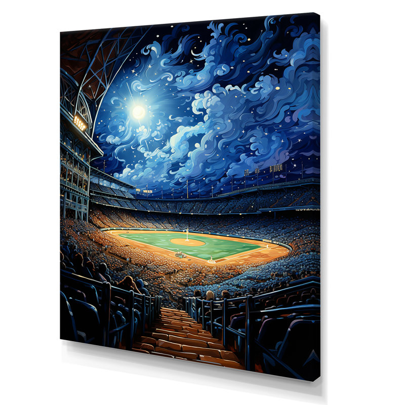 «Modern Baseball Stadium At Night II», impressions sur toile de paysages urbains, Toile tendue, H 20 po x l 12 po x P 1 po