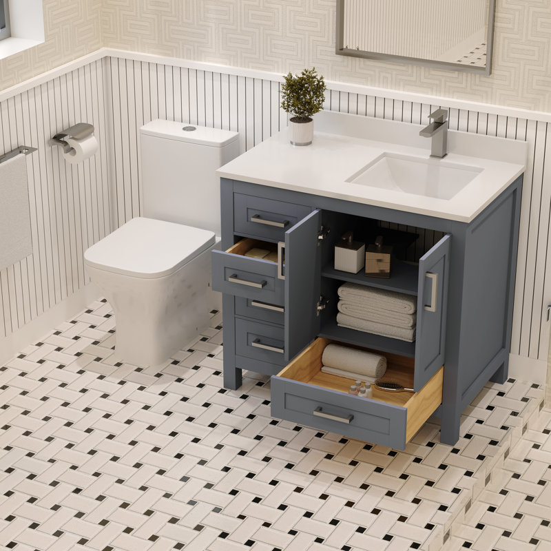 Base de meuble-lavabo simple 35 po Rooh, Gris anthracite
