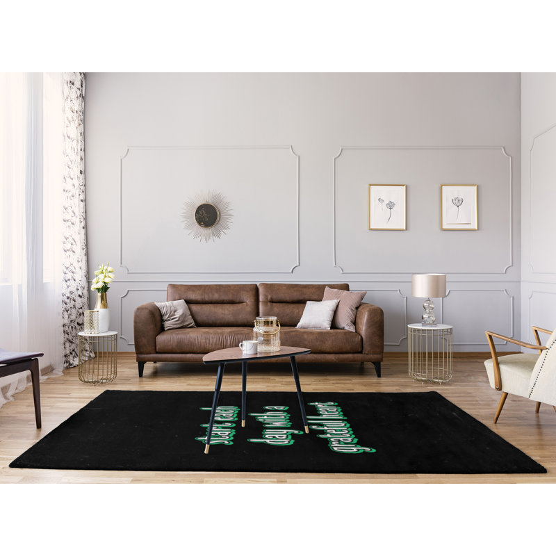 Tapis en polyester de style tableau noir à citations remerciements, Rectangle 5 pi x 7 pi