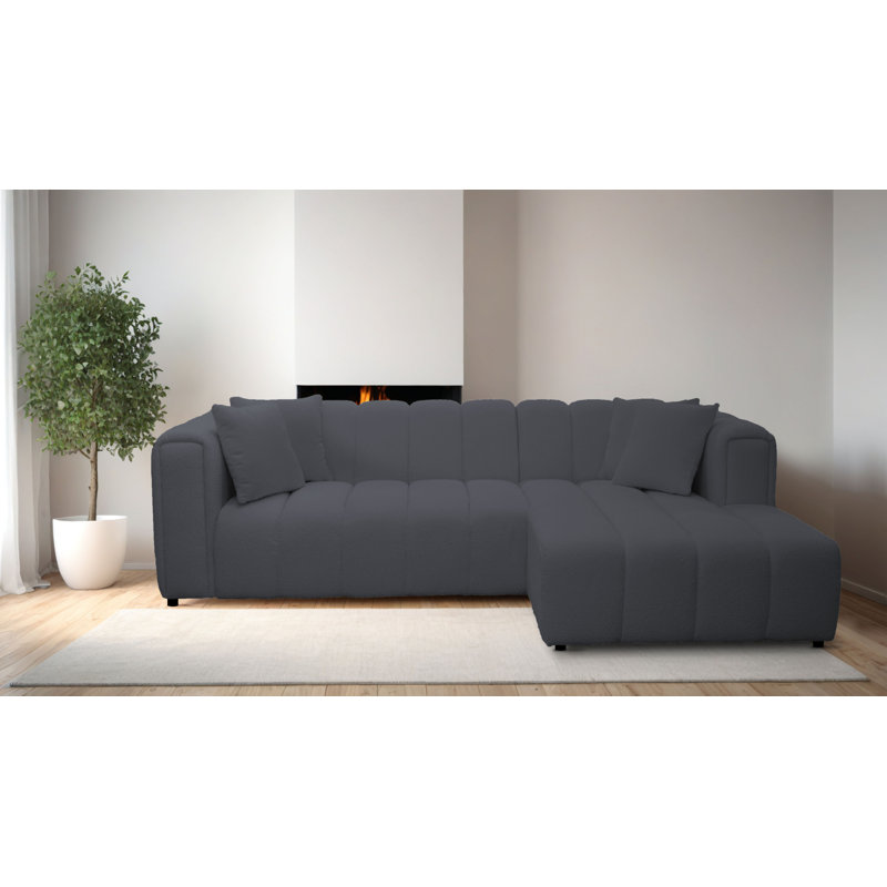 Oheneba 3 Seater Corner Sofa , Right Hand Facing, Black
