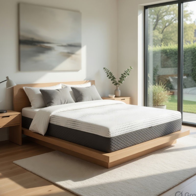 Très grand matelas hybride Fezy, infusé au gel de thé vert, ferme de 12 pouces, Très grand lit