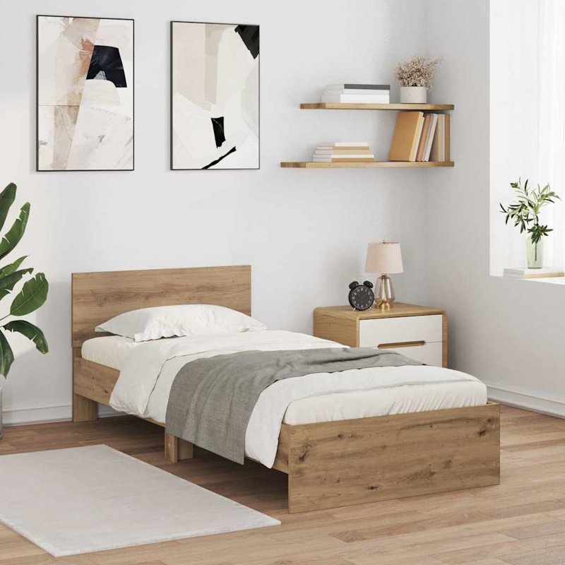 Bed Frame With Headboard Engineered Wood, Single (3'), Artisan Oak