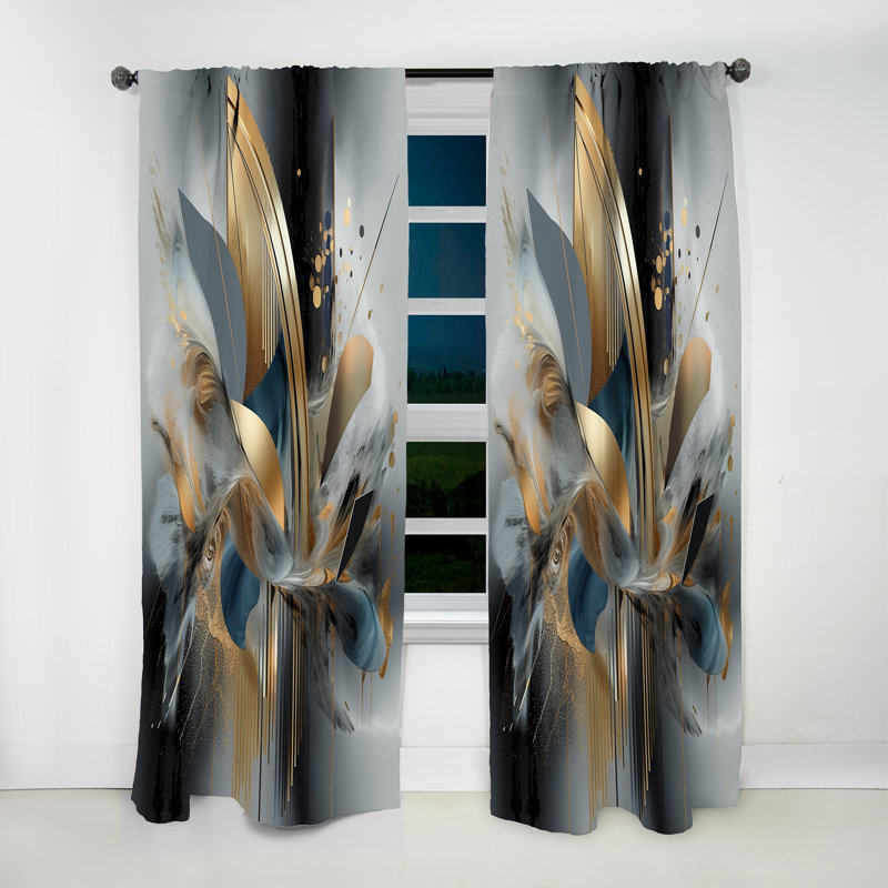 Doux couleurs marbrées abstraites II - Rideau moderne - Velours obscurcissant - 1 panneau, L 52 po x L 84 po