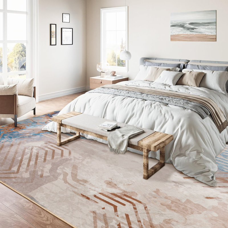Groner Modern Abstract Carpet Indoor Washable Rug Non-Slip Soft Small Area Rug Thin Print For Home Decor, Rectangle 4' x 6'