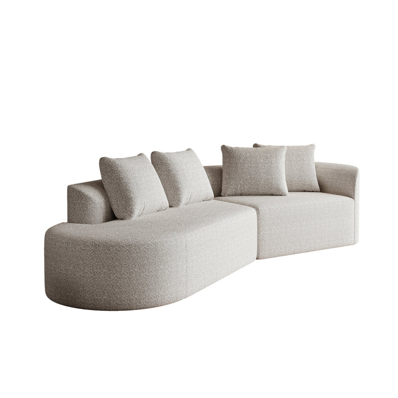 Chenille 4-seat Modern Upholstered Oversized Combo Sofa, Right Hand Facing, White Chenille