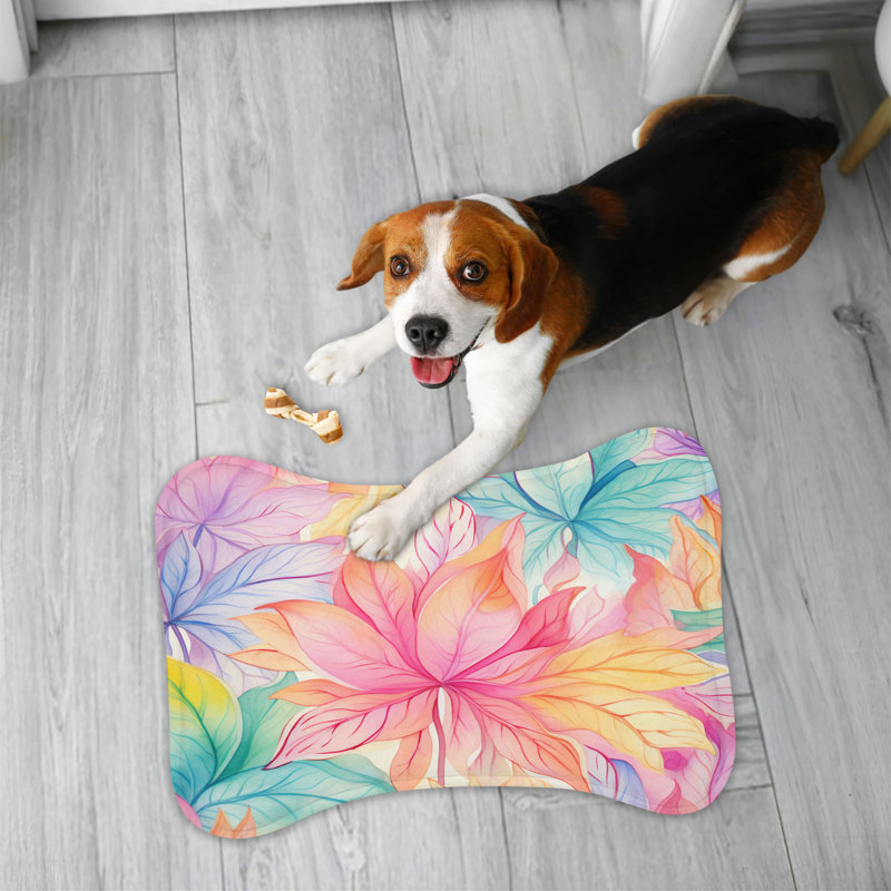 Leaf Patterns - Bone Shape Feeding Mat