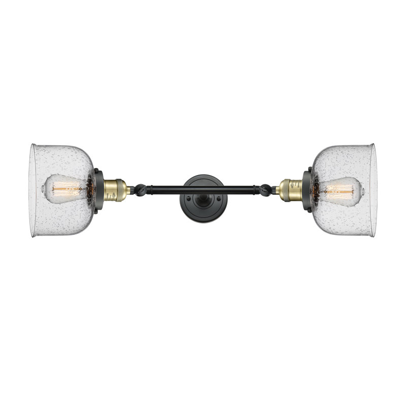 Éclairage pour meuble-lavabo à 2 lumières et à luminosité rétro Arledge, Grainé, Incandescent, Laiton antique noir