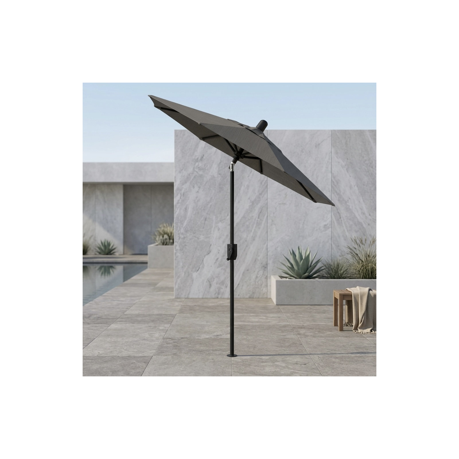 Natalie 74.5'' Outdoor Umbrella, Black Sapphire, Spectrum Graphite