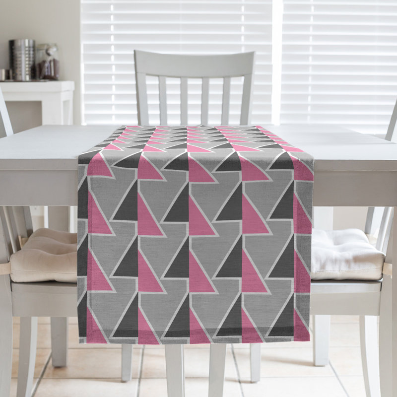Chemin de table à flèches changeées, 16 po x 90 po, Rose clair / gris foncé