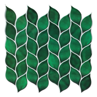 Peel and Stick Backsplash Gel Tile, Self Adhesive Green Leaf Stick on Wall Tiles Kitchen Backsplash
