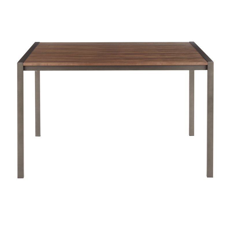 Brieon Metal Base Dining Table, Walnut/Antique