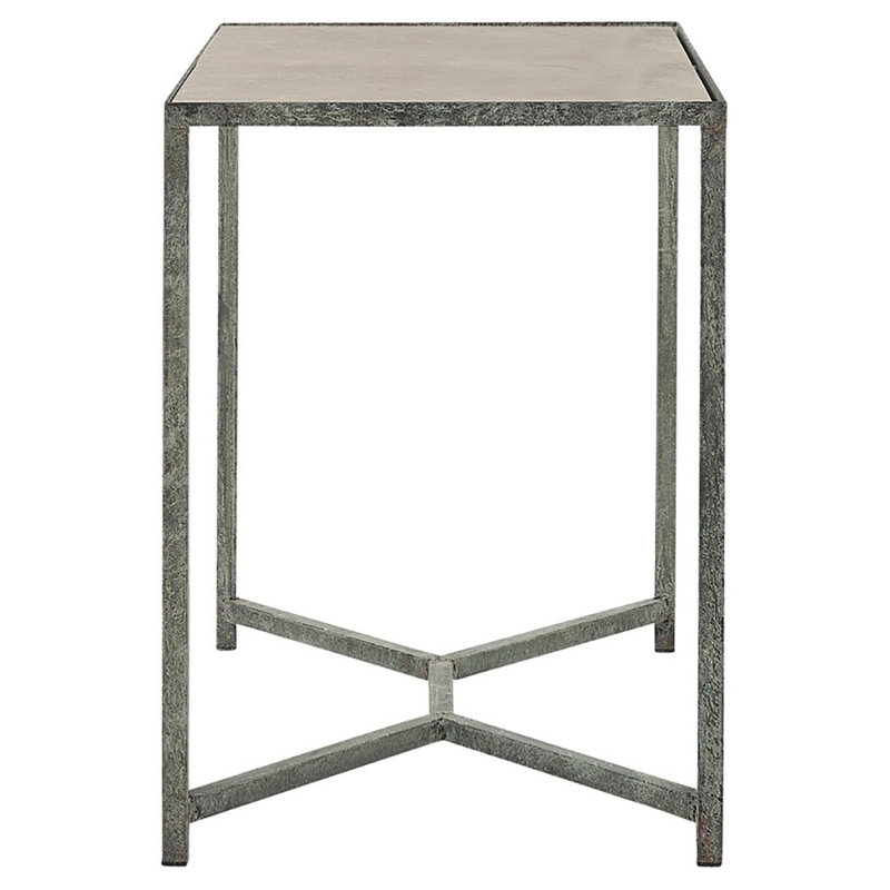 Table de bout Web Cross Legs, Haute mer, Travertin léger