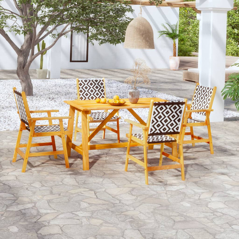 Marcela 4 - Person Acacia Patio Dining Set with Rectangular Table