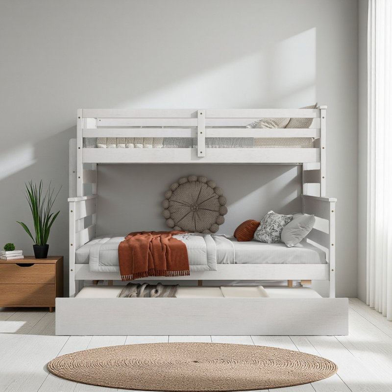 Wood Twin Over Full Bunk Bed, White
