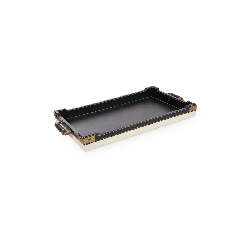 Toulon Decorative Tray, Black/Walnut