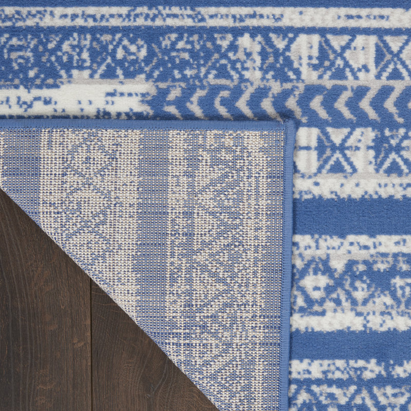 Tapis bleu clair en polypropylène tissé à la machine, Rectangle 8 pi x 10 pi